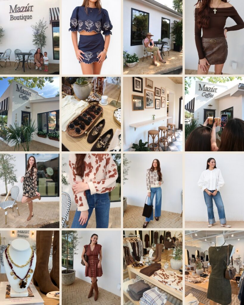 Instagram grid for a a boutique and coffee shop